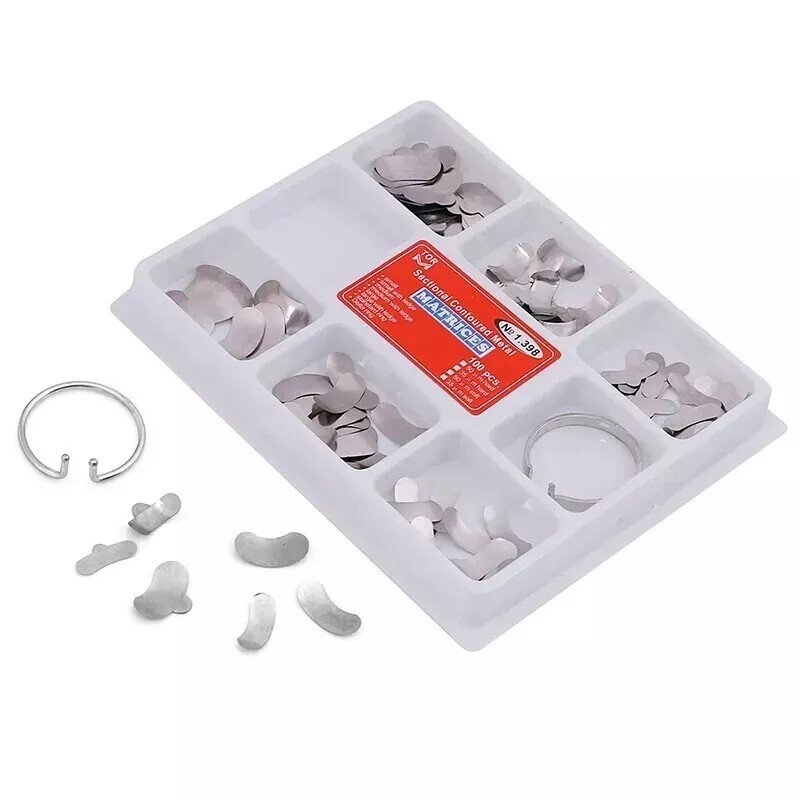 100/ Dental Matrix Bands Sectional Contoured Metal Matrices No.1.398 2 Rings