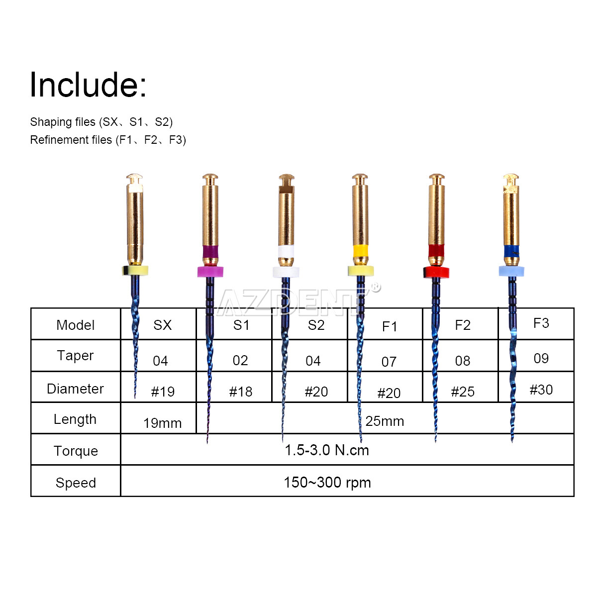 AZDENT Dental Endodontic Endo Rotary Files Heat Activated Niti Engine Use 25mm