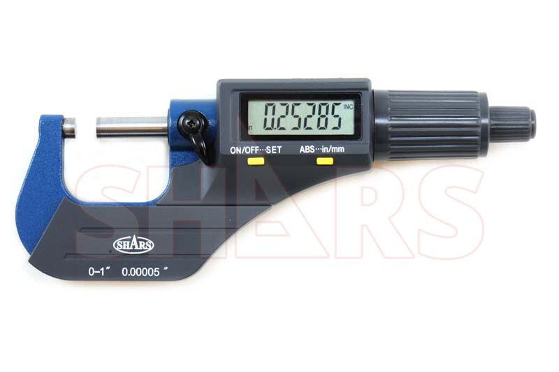 SHARS 0-1″ 0.00005″ Digital Electronic Outside Micrometer Carbide Tip 0-25mm P]