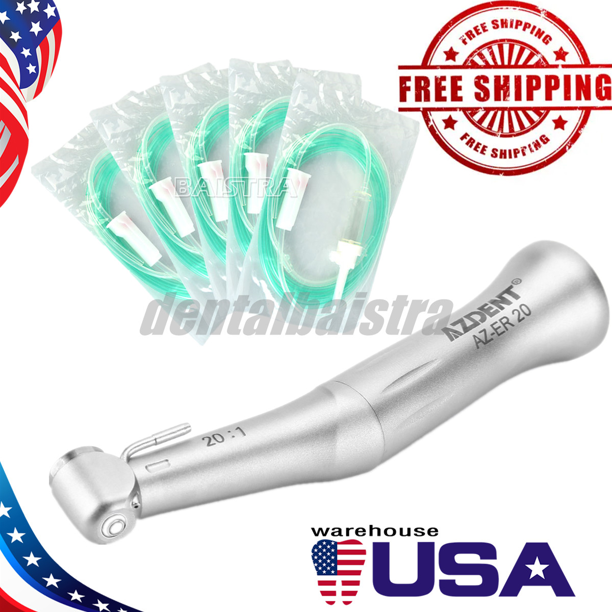 Dental 20:1 Reduction Implant Contra Angle Handpiece/Disposable Irrigation Tubes