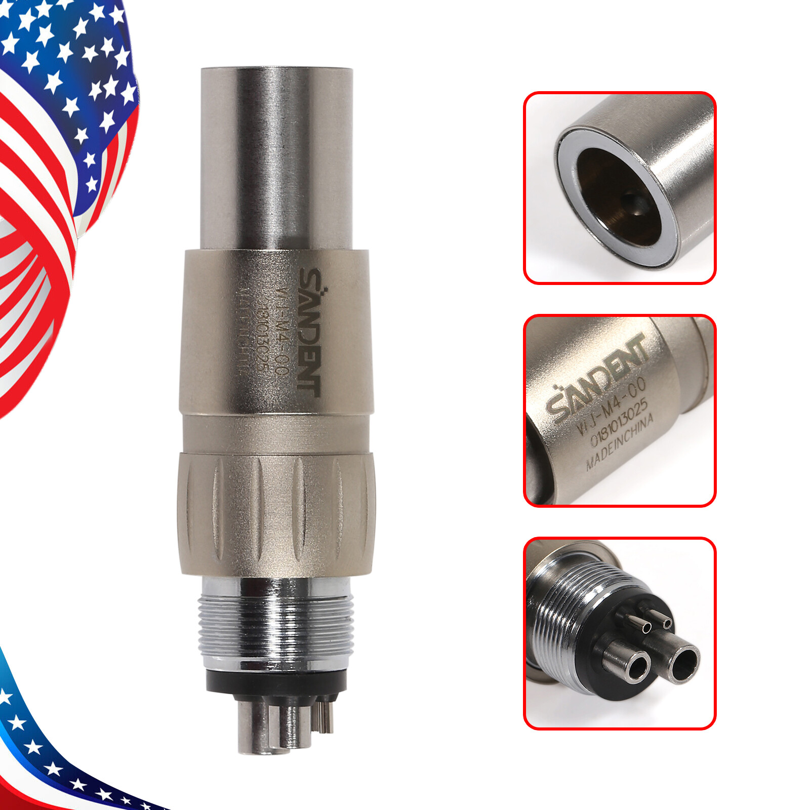 1-10pcs SANDENT Dental LED E-generator Triple Handpiece fit NSK 4 Hole Coupler
