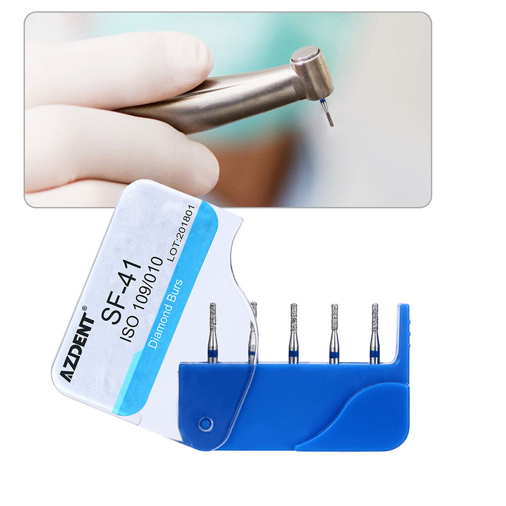 USPS Dental Low Speed 1:1 Contra Angle Push Handpiece /100Pcs Diamond FG Burs