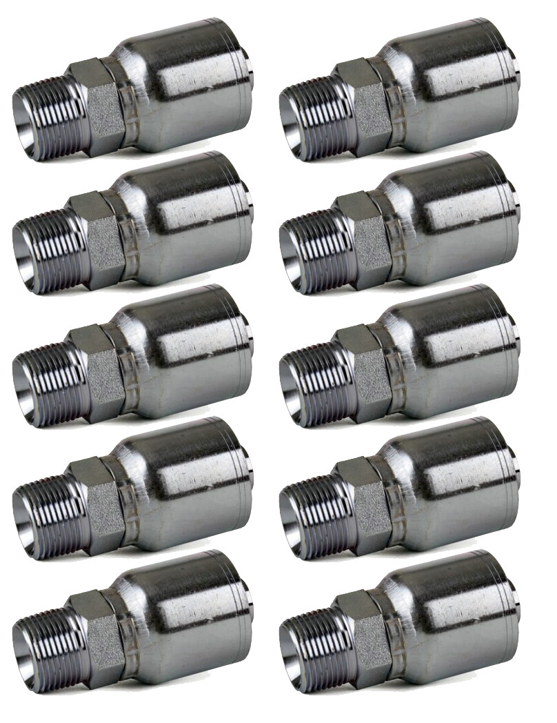 10 Pack MP-08-08 1/2″ Hose x 1/2″ NPTF Male Pipe Rigid Hydraulic Hose Fitting