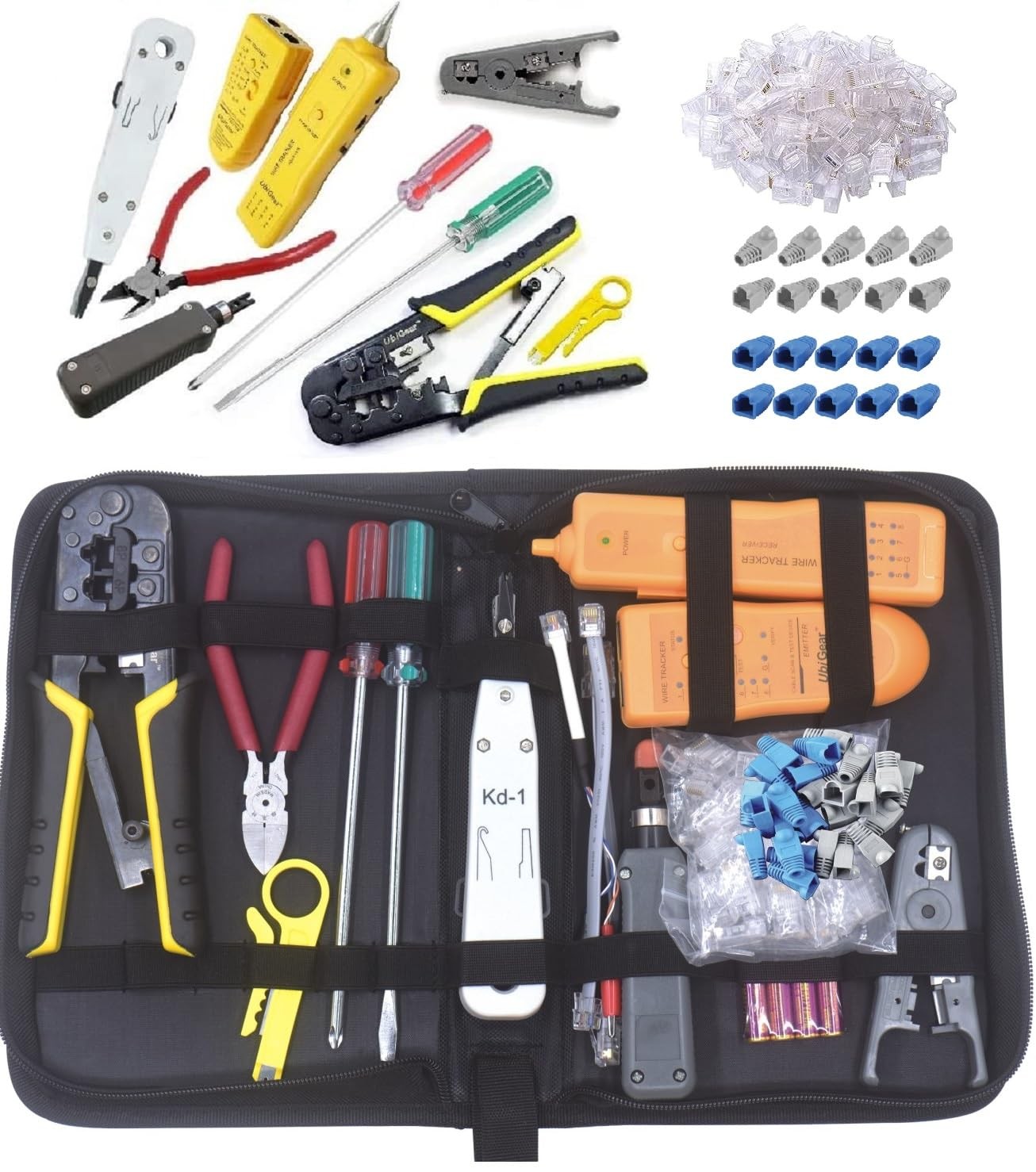 Network/Phone Cable Finder/Toner/Probe/Tracer/Tester + RJ11/RJ12/RJ45 Crimp C…