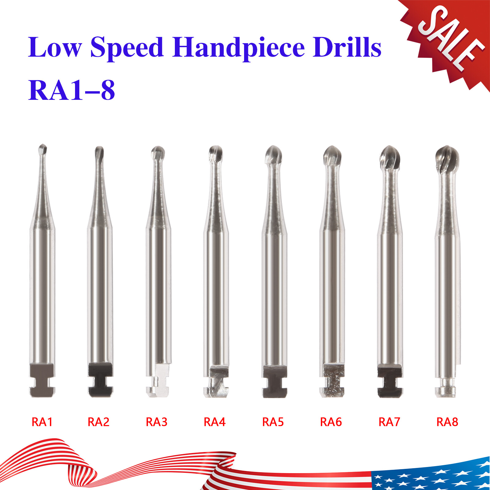 Dental Carbide Length Bur Latch Round Burs 1 2 3 4 5 6 7 8 fit Contra Angle