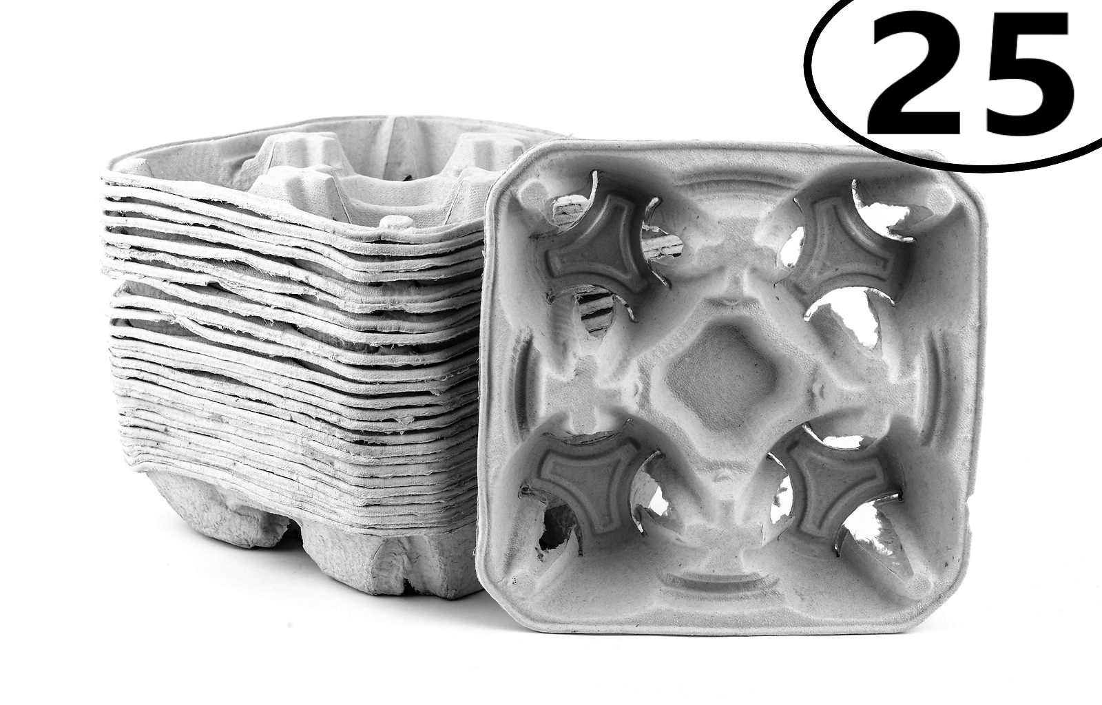 25 Pack Pulp Fiber 4 Cup Drink Carrier Tray Biodegradable Stackable Compostable