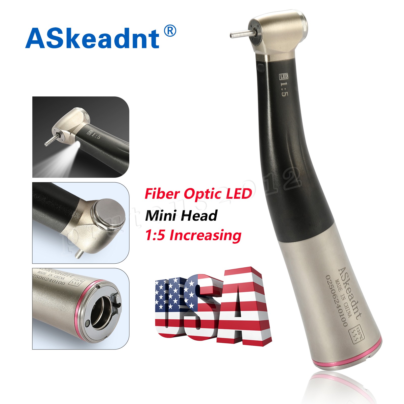 Dental Low Speed Contra Angle LED Fiber Optic 1:1/1:5 /4:1/8:1/20:1 Handpiece