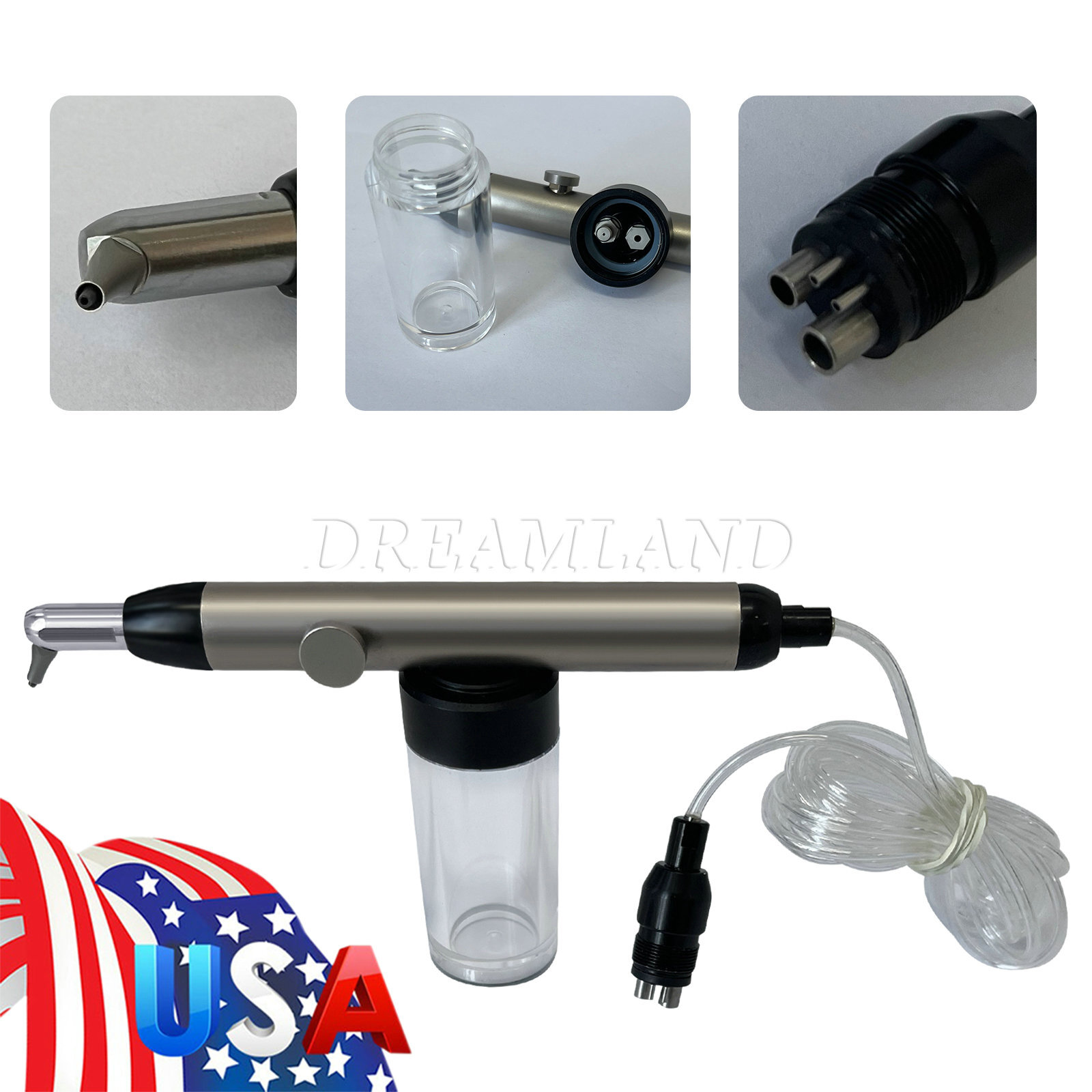 Dental Aluminum Oxide Micro blaster Air Abrasion Microetcher Sandblaster 4 Holes
