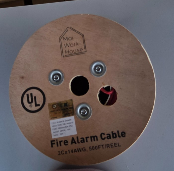 500′ Fire Alarm Cable: FPLR Unshielded Riser, 14/2 AWG Solid Bare Copper, 300V
