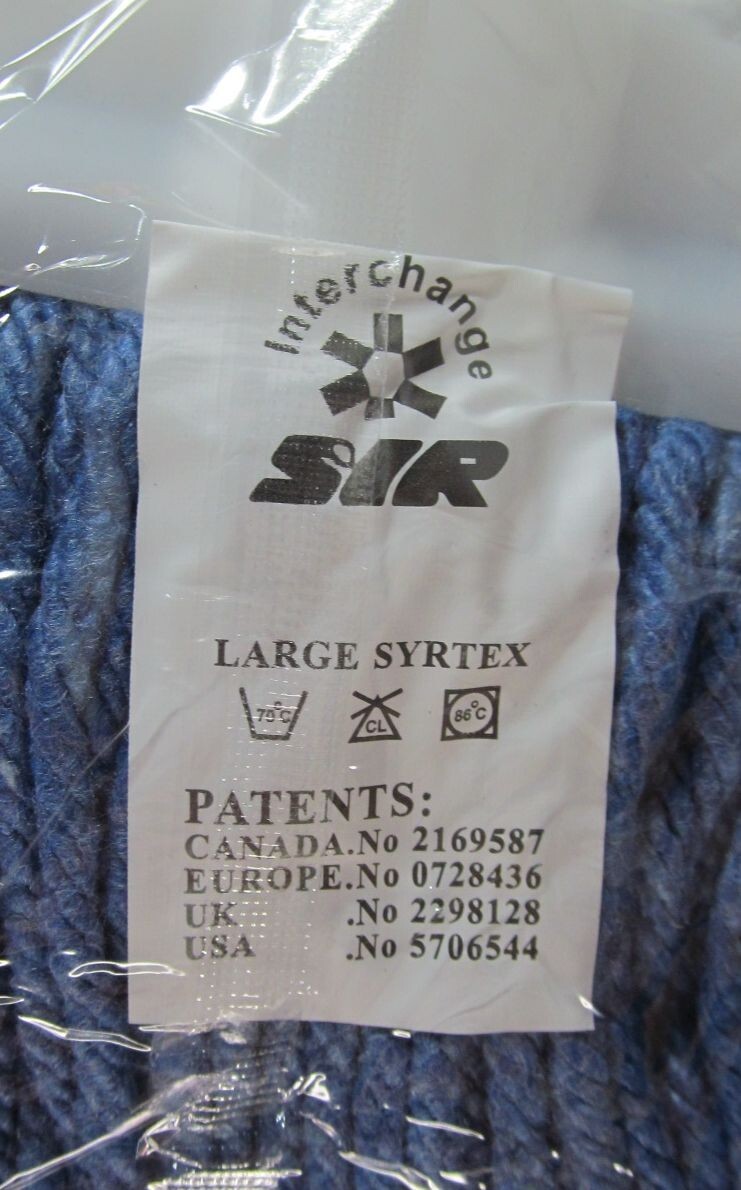 4-PACK SIR INTERCHANGE LARGE SYRTEX BLUE MOP HEADS FOR UNIVERSAL SCREW-ON HANDLE