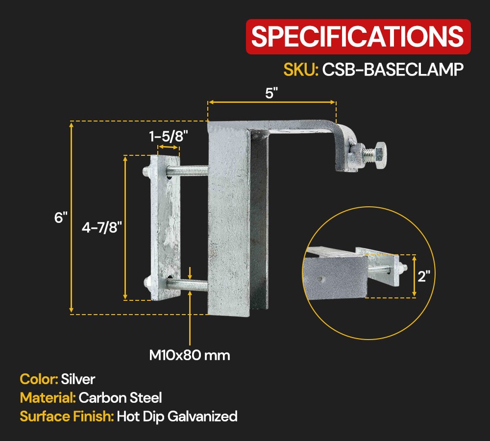 2PK Container Corner Base Rail Clamp Galvanized Bolt-On ISO Fit 7700 lb WLL