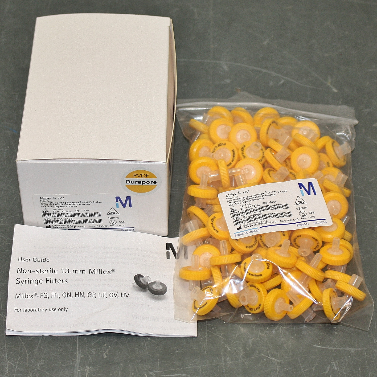 (100) Millipore Millex HV Syringe Filter Unit SLHVX13NL, 0.45 μm, PVDF, 13mm
