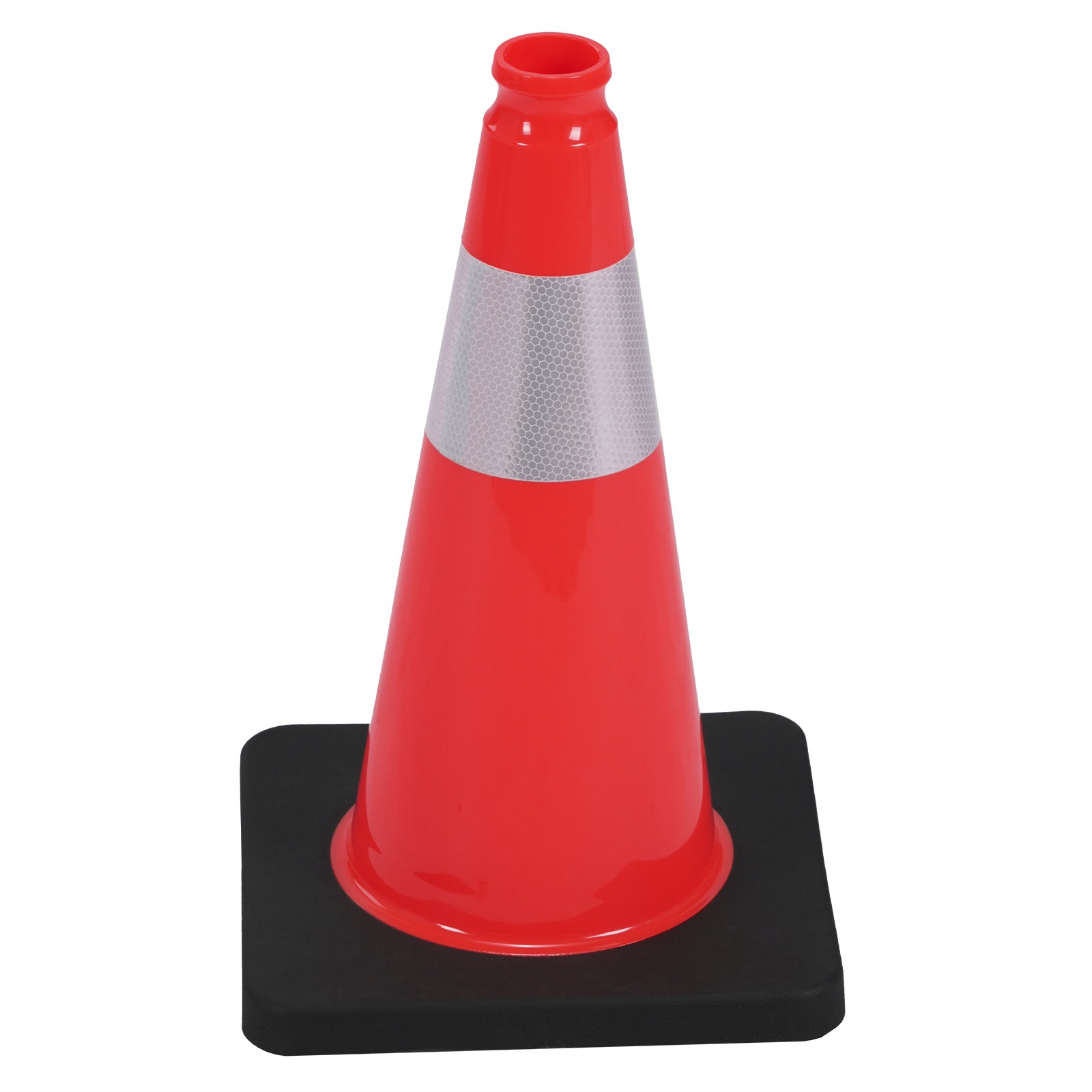 8 Pack 18 inch Orange PVC Traffic Cone W/ Reflective Collar and Black Base