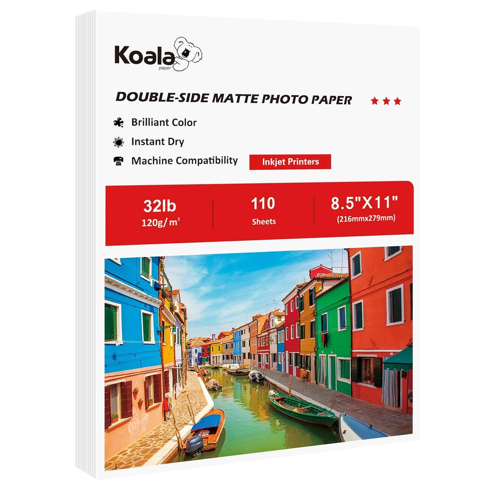 Koala Thin Presentation Paper Double-Sided Matte for Printing 8.5″X11″, white