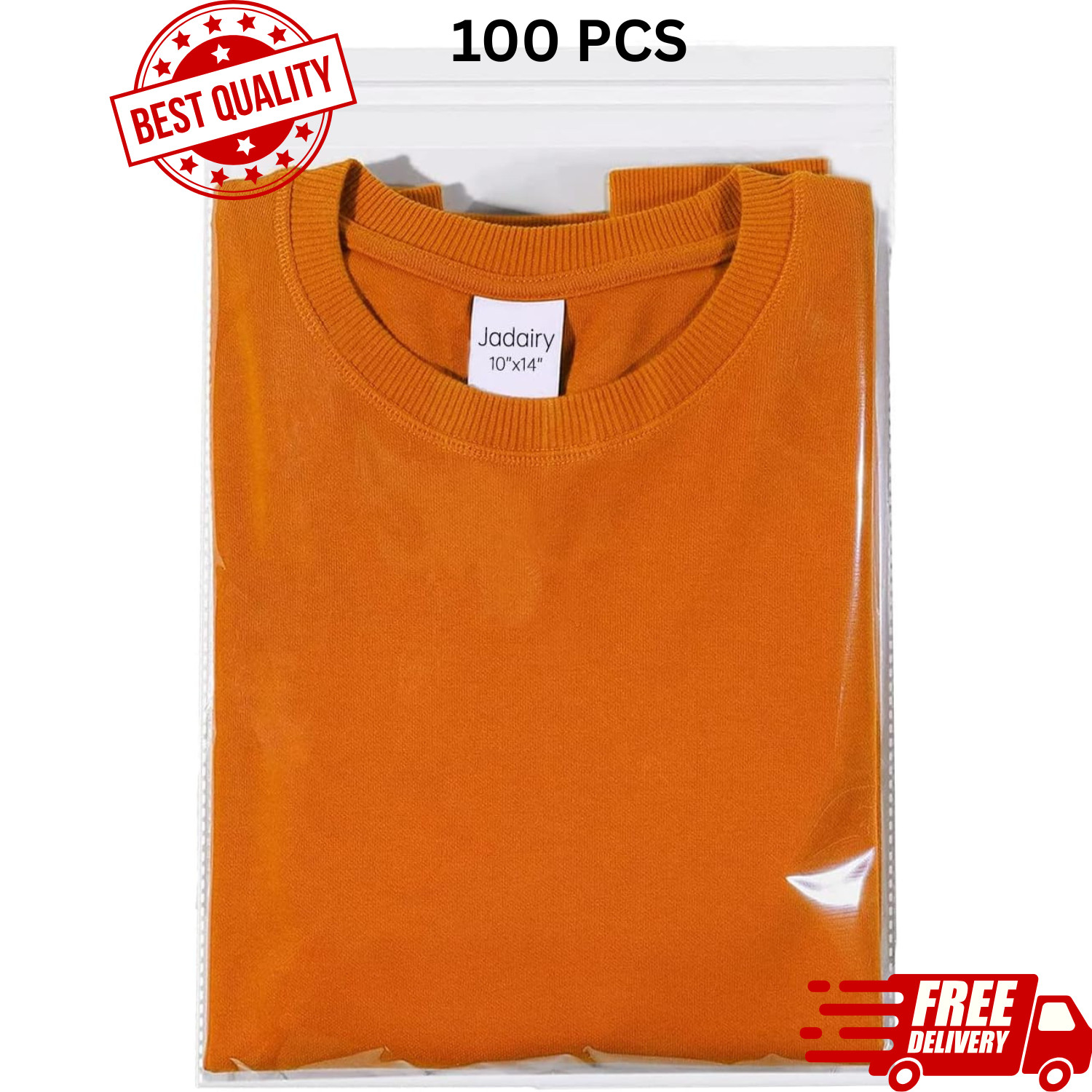100 Pcs 10″x14″ Clear Self-Sealing Cellophane Bags for Packaging T-Shirt Clothes