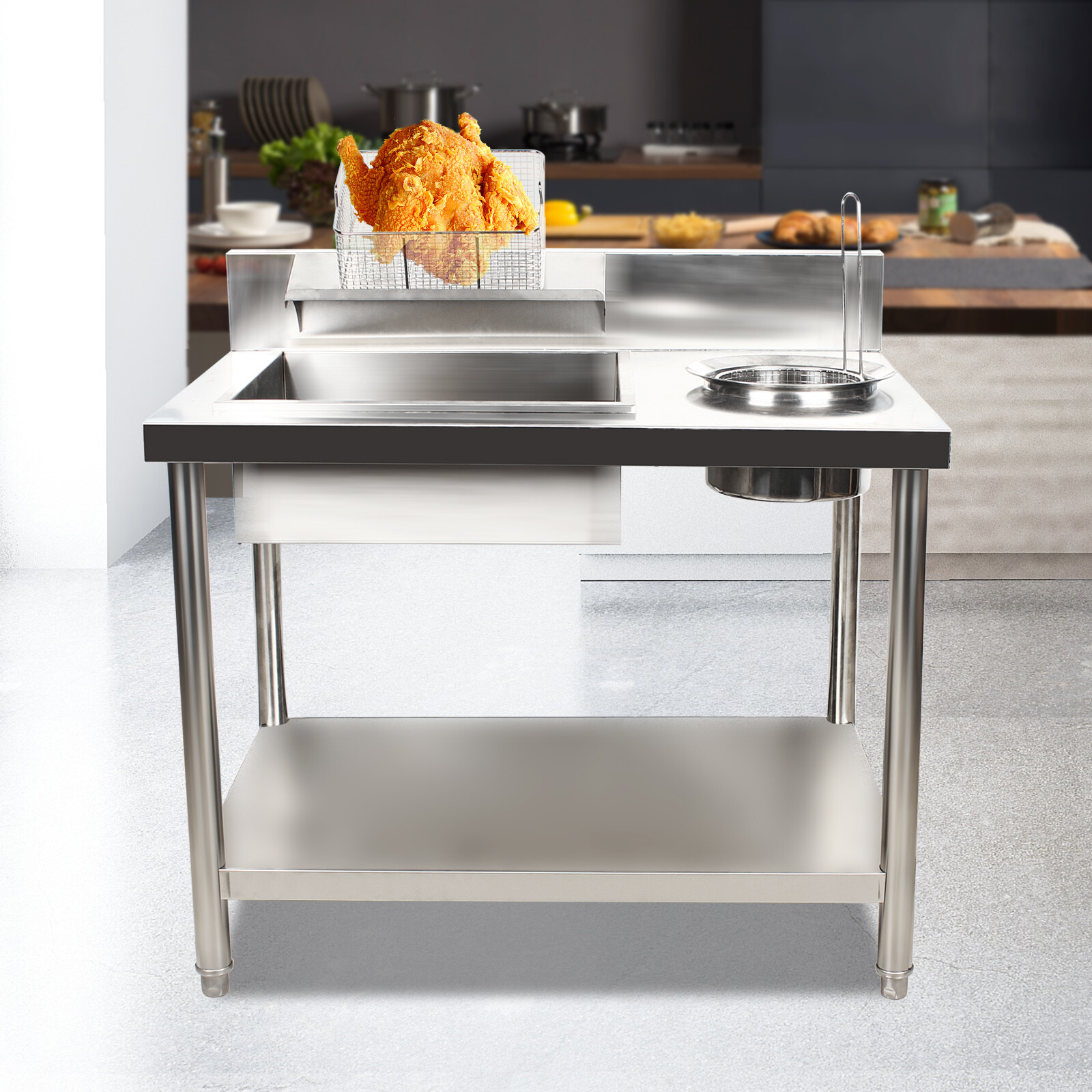 Breading Table Manual Station Chicken Fish Fried Worktop Prep Station Commercial