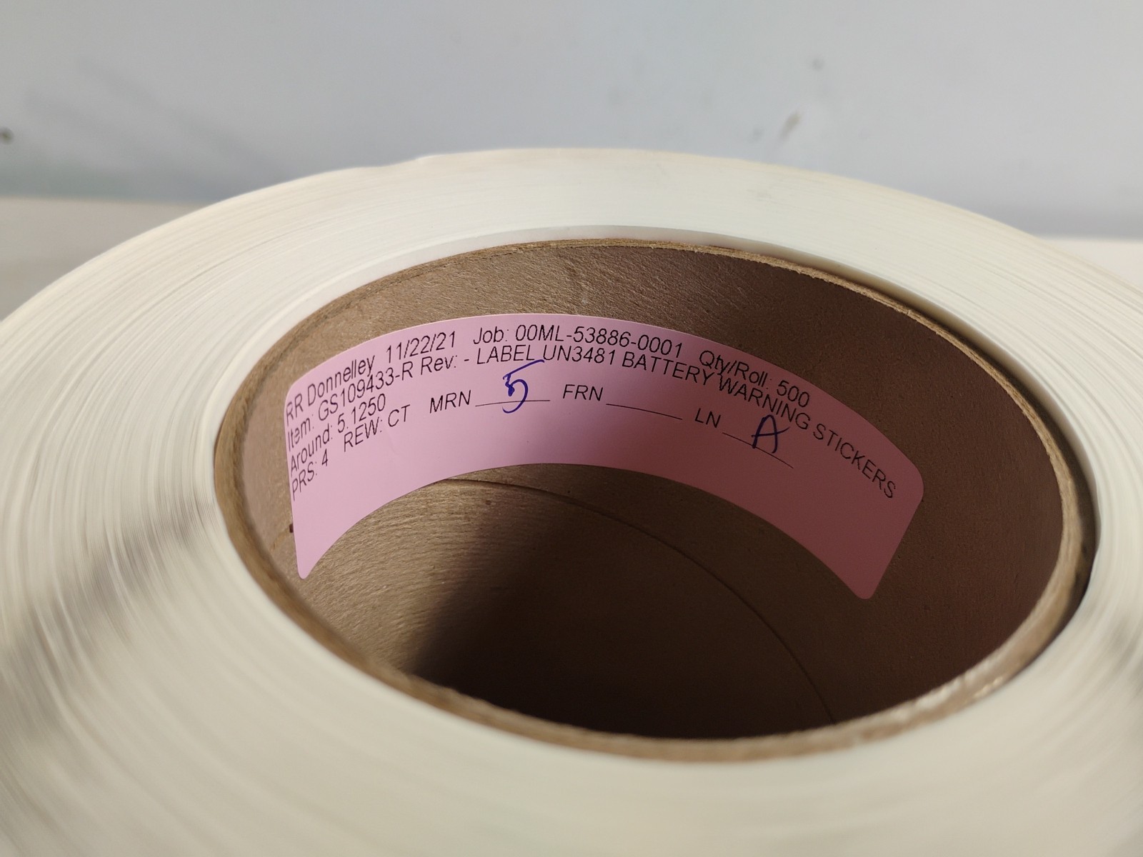 Lithium Battery UN3481 Shipping Labels, 4.75 x 5 Inches, 500 Labels Per Roll