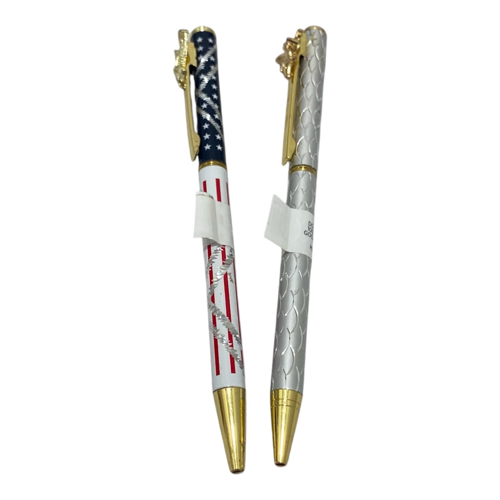 Aluminum Shaft Twist Pens His Her Eagle Angel Silver Red White Blue Set