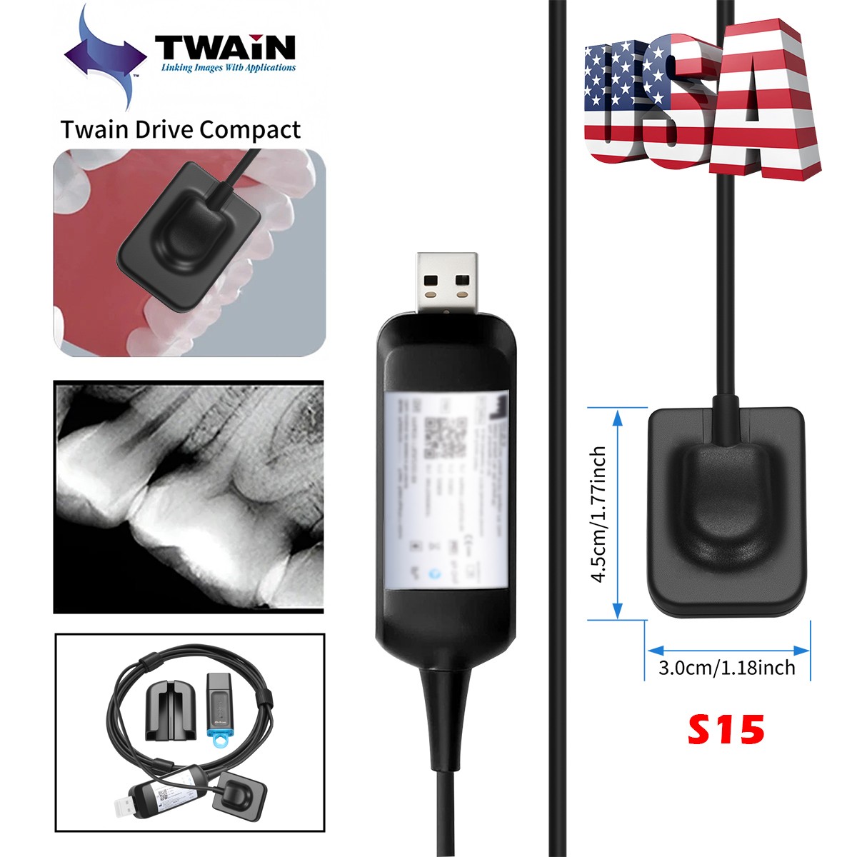 Dental X-Ray Holder Digital Xray Sensor Imaging System S15 Size Sensor Fit Twain