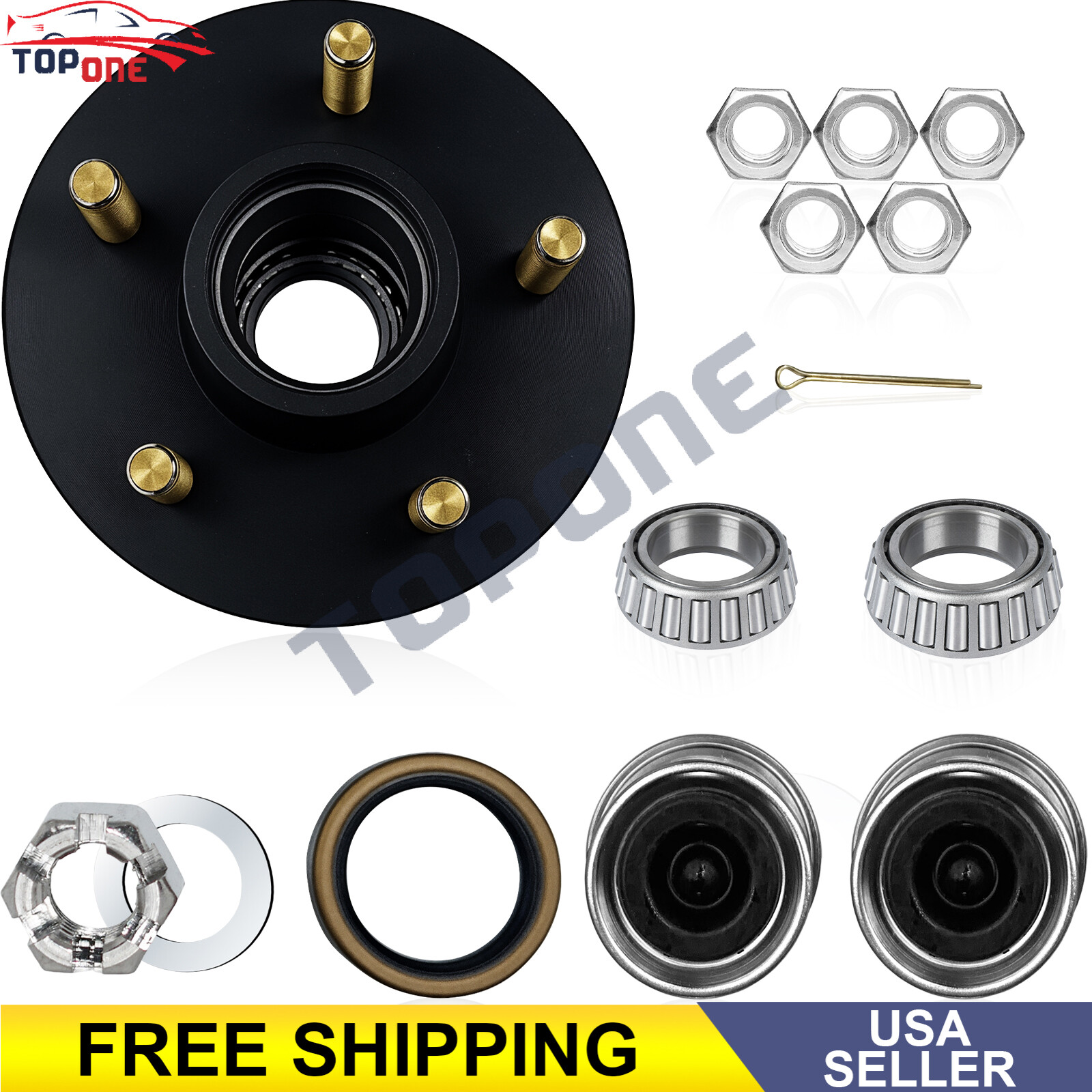 3500Lb Trailer Axle Trailer Hub Kit 5 Bolt 4.5″,5×4.5 Trailer Hub Fit 1-1