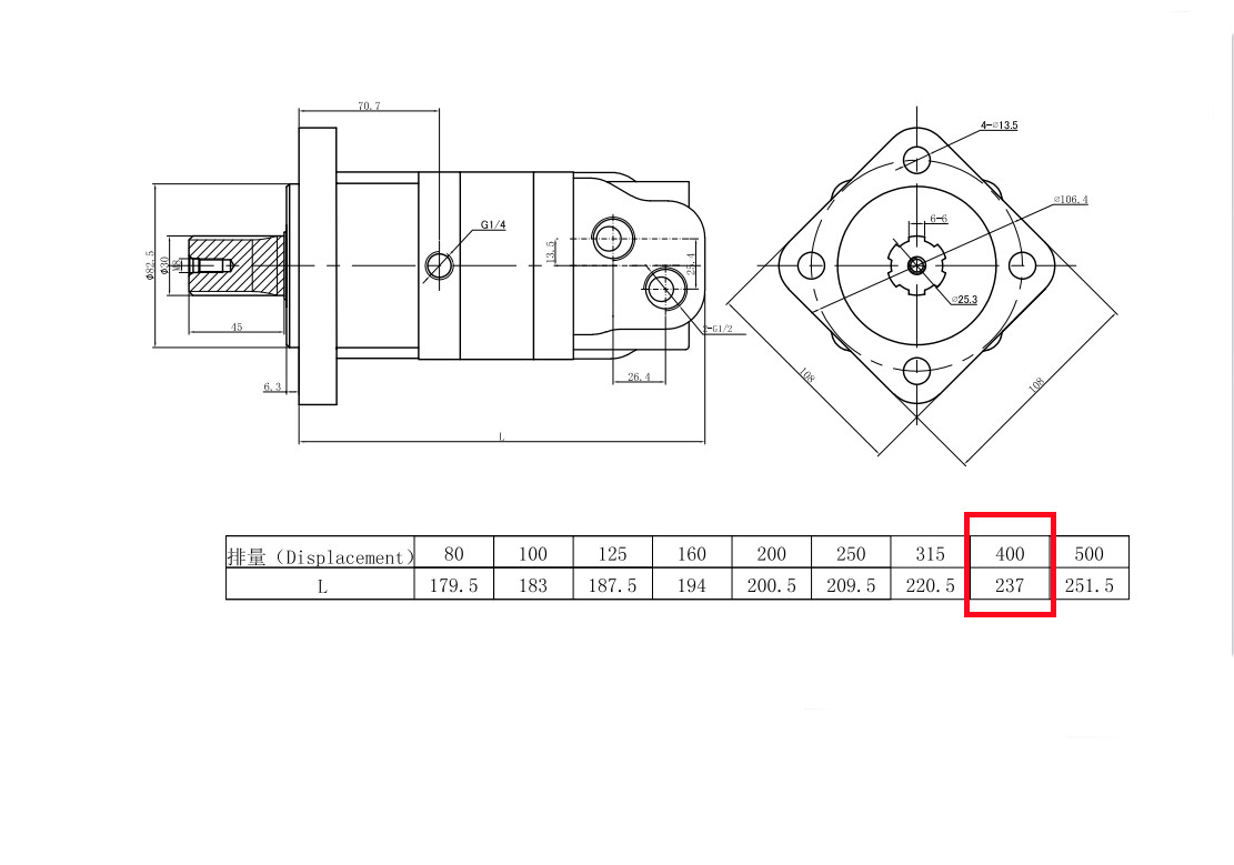 Agrotk Hydraulic Orbital Motor 4 Holes Model BM5-400 For ECSSTR072 Rotary Tiller