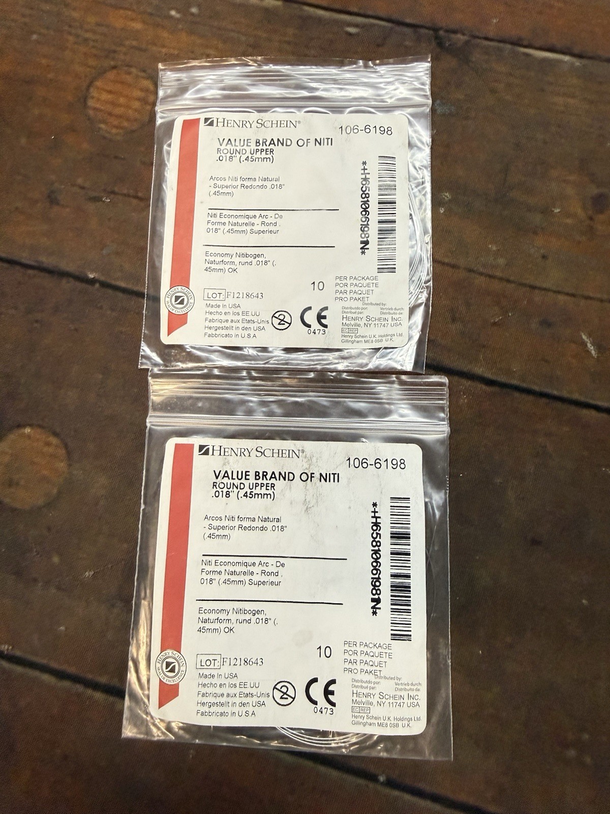 Henry Schein NiTi Orthodontic Archwire Partial Lot .014 .018 Upper Lower