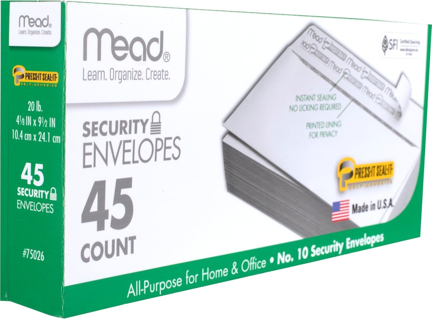 Peel and Seal Privacy Envelopes – 4-1/8″ x 9-1/2″ for Home & Office – 45 Count