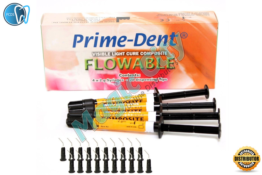 Prime-Dent Dental Flowable VLC Light Cure Composite 4 Syringe Kit – Opaque