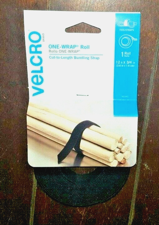 Velcro One-Wrap Roll -Cut to Length Bundling Strap- (Black – 12ft x 3/4in) 90340