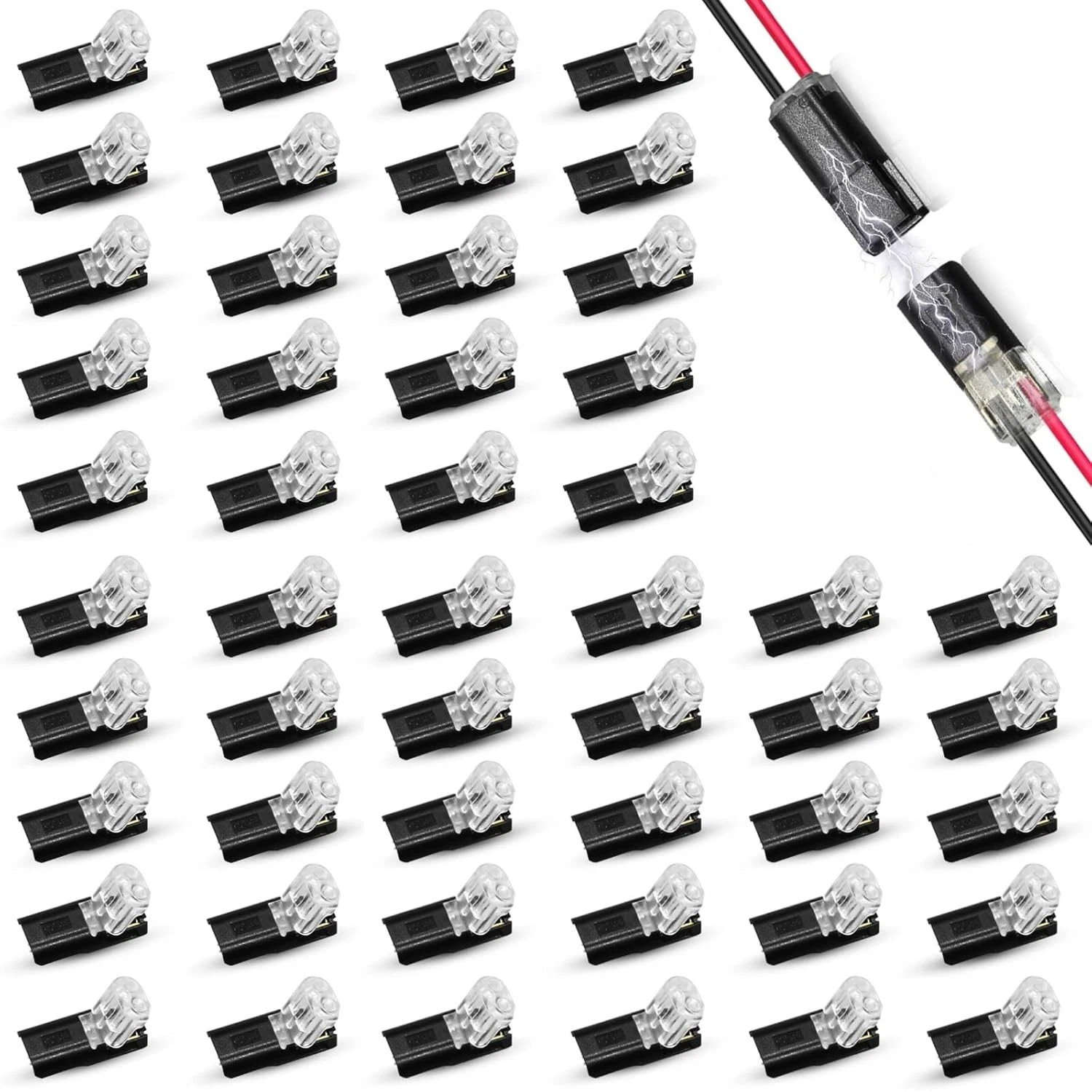50 Pcs Solderless 2 Pin Wire Connectors Quick Splice Low Voltage Terminals Kit