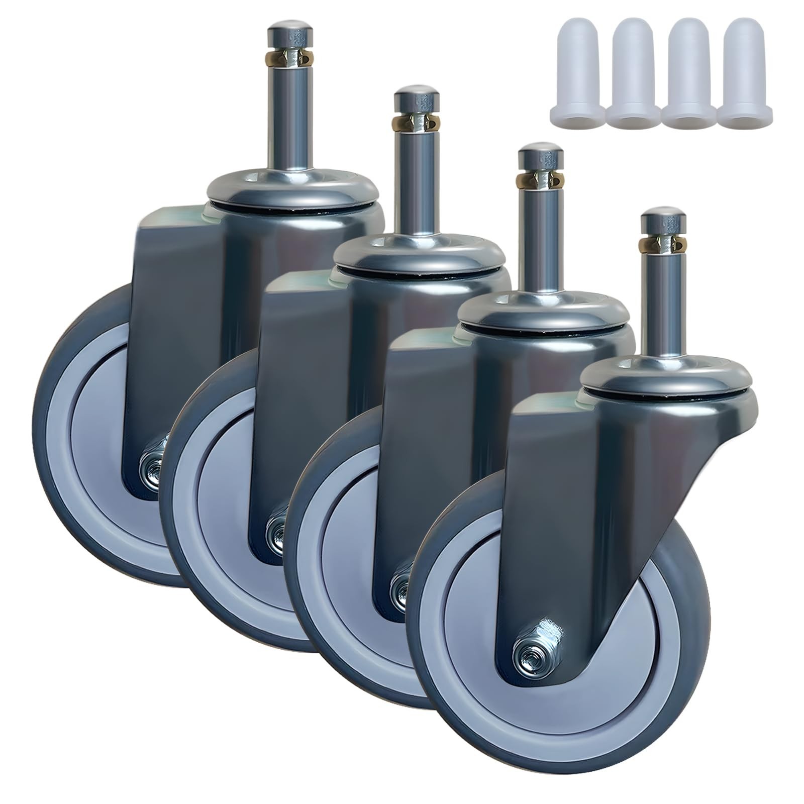 Heavy Duty 4 Inch Swivel Caster Wheels – Quiet Rubber Stem Casters Set of 4 w…