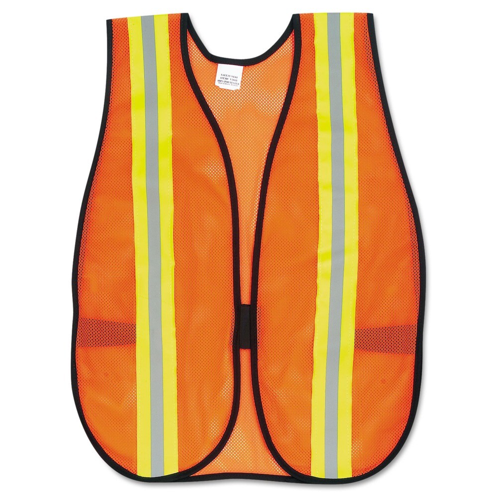 MCR Safety V201R Polyester Safety Vest – Bright Orange/One Size Fits All New