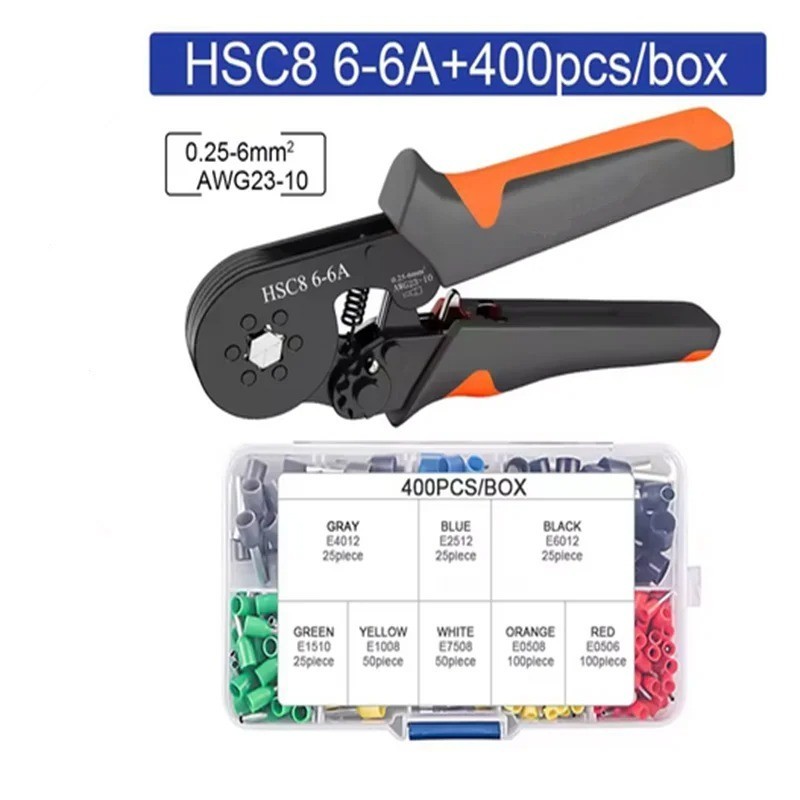 Ferrule Crimping Tool Kit AWG 23-7 Self-Adjustable Ferrel Crimper Kit wit1200PCS
