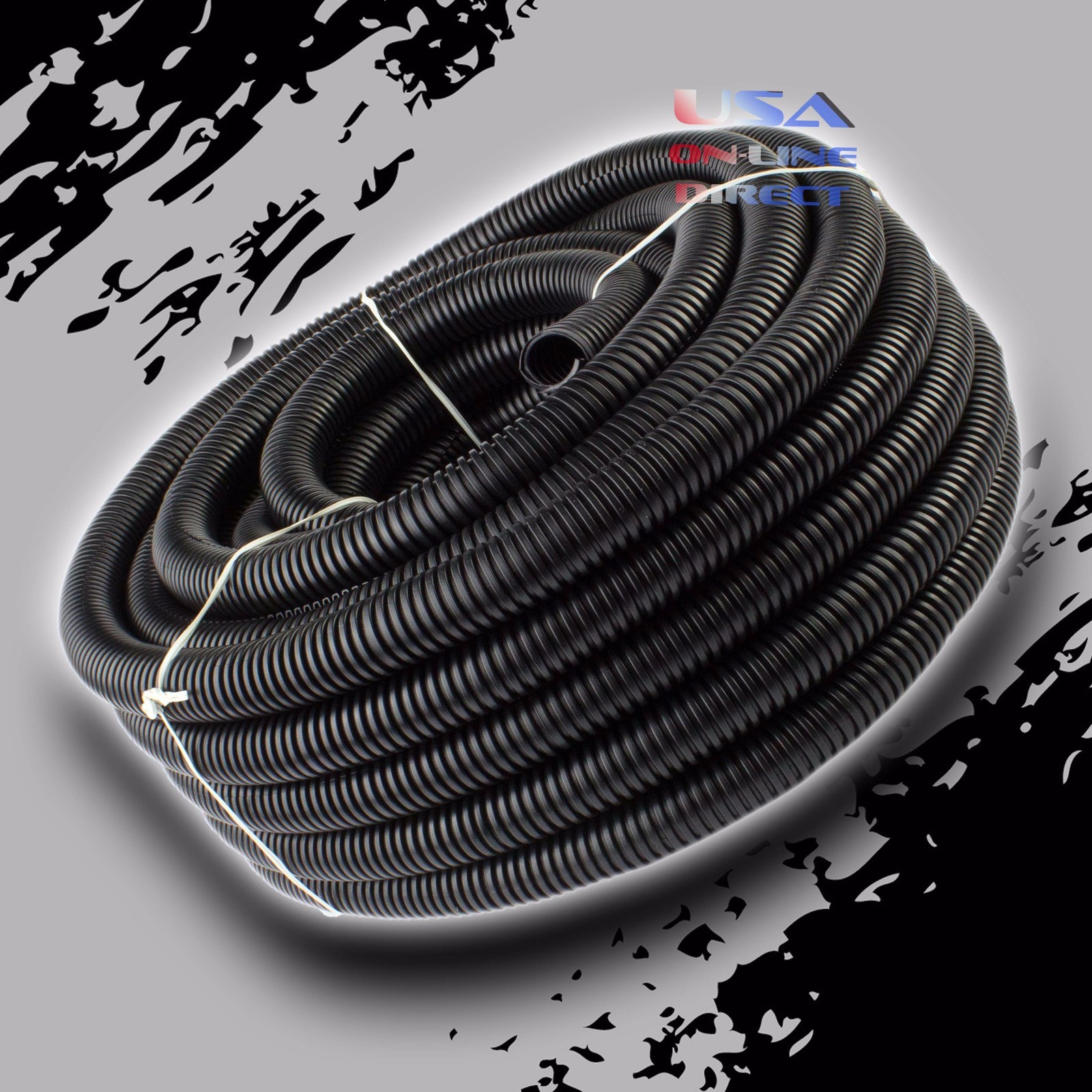 25Ft 1/2″ Marine Grade Conduit Car Home Tubing Split Wire Loom Black Sleeve tube