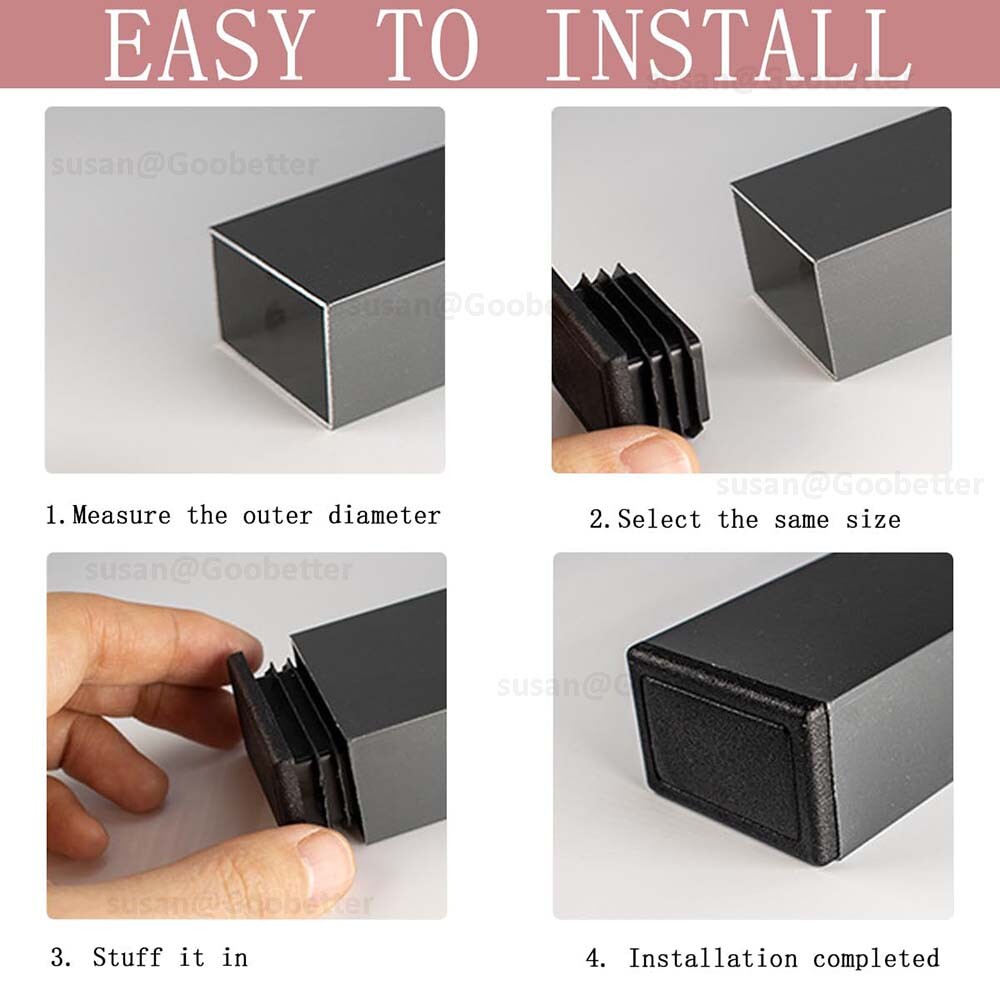 Rectangular Plastic End Caps For Tubing Blanking Plugs Inserts Furniture Feet