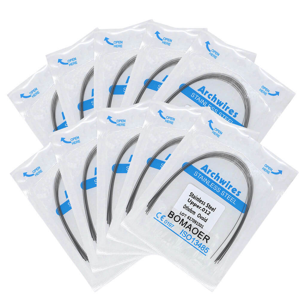 Orthodontic Arch Wires, Oval Form, Stainless Steel, 100 Pcs (10 Packs)