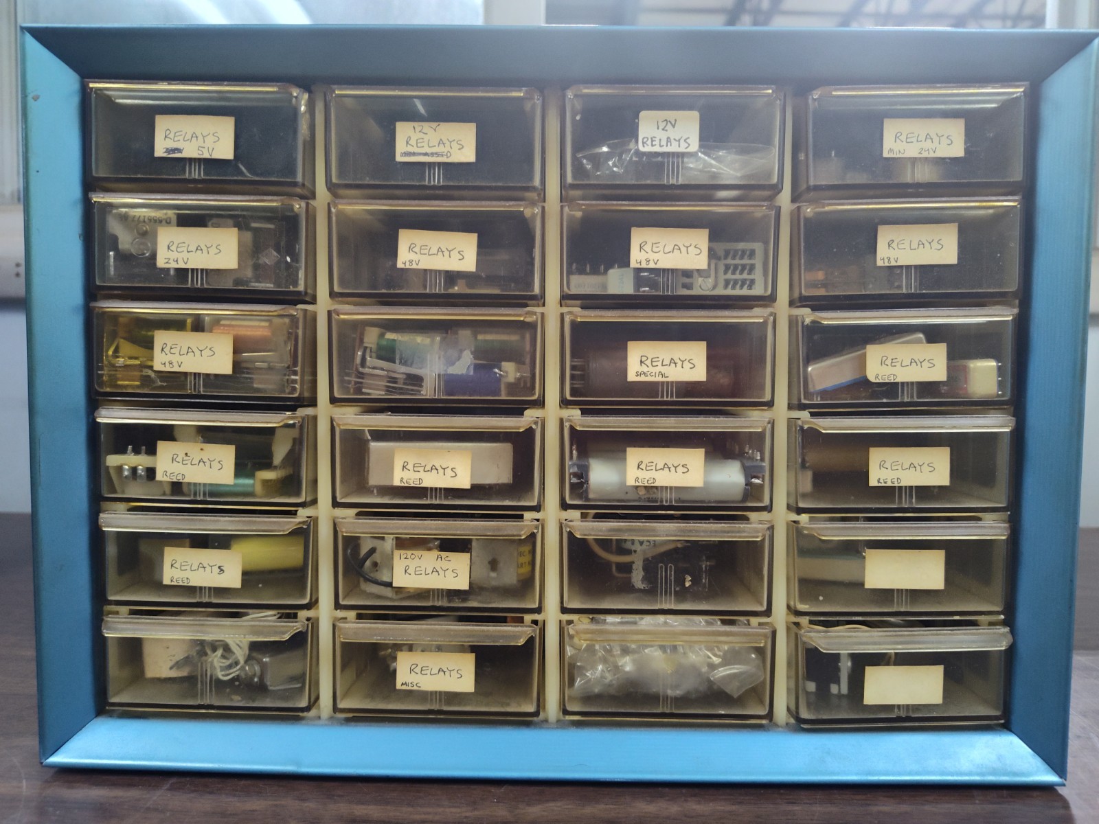 Vintage 24 Drawer Relay Cabinet 160+ Telecom Relays Incl Automatic Electric