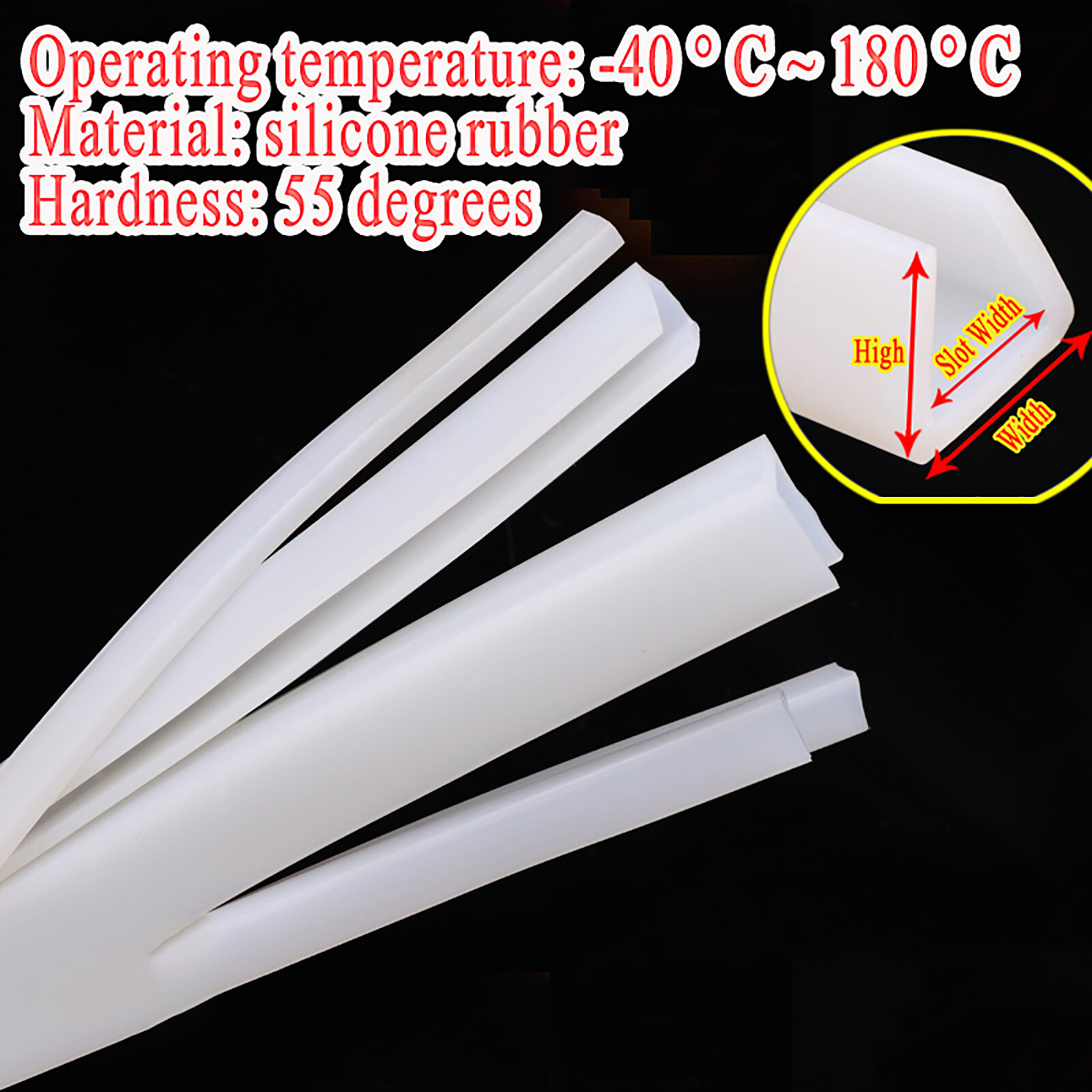 Silicone Rubber Seal Strip U Shape TEMP Anti-collision For Glass Door Desk Edge