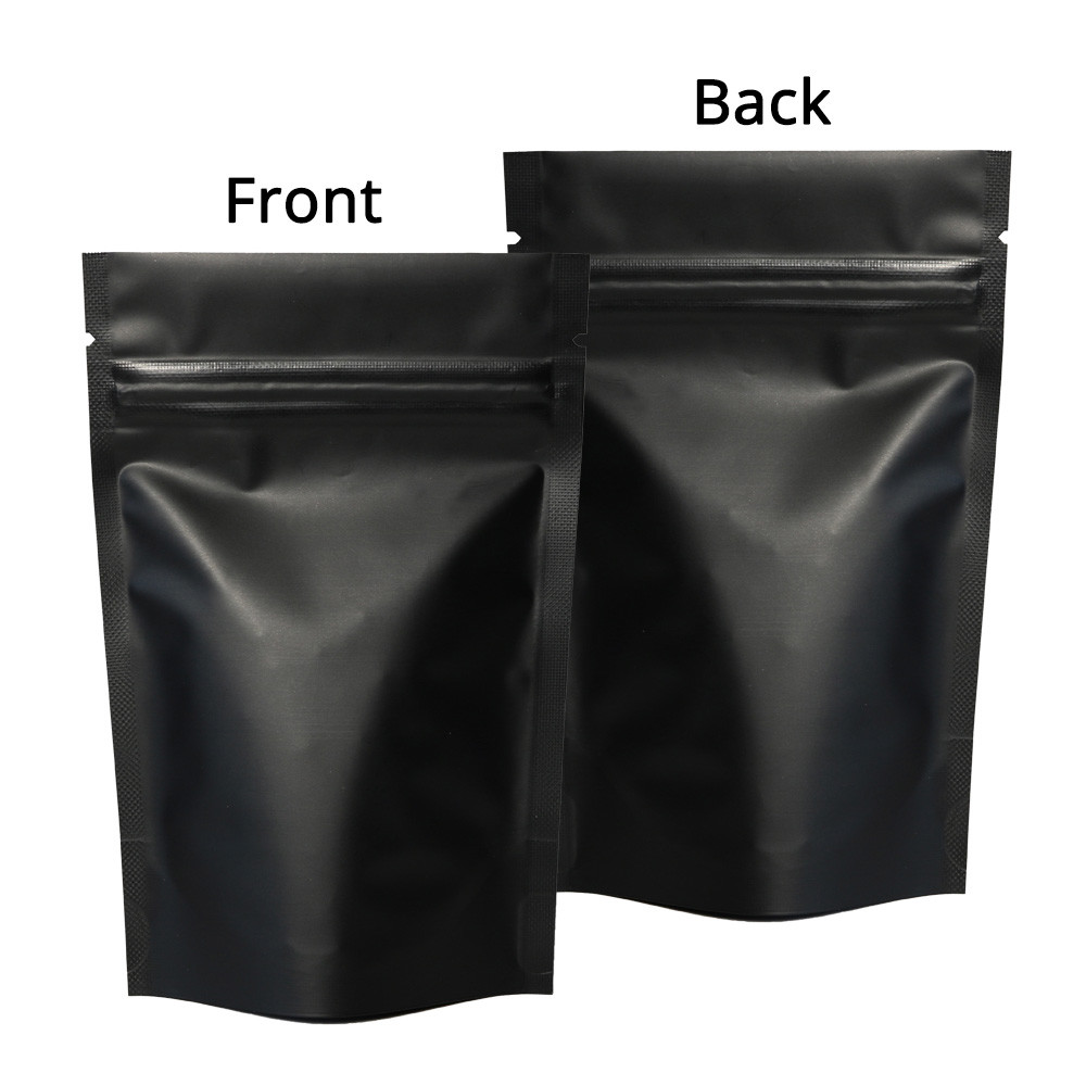 Assorted Size Matte Black Two Sided Foil Mylar Stand up Zip Lock Pouch Bag B01