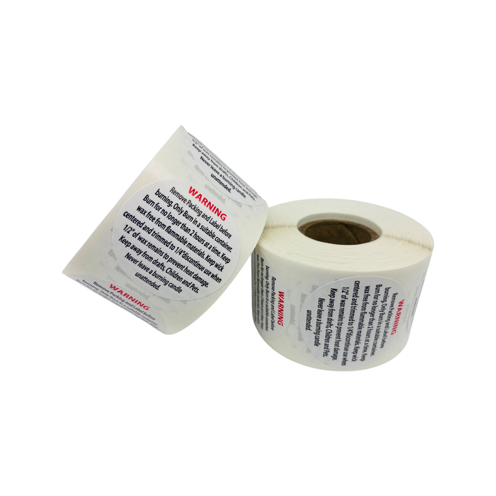 Candle Burning Safety Direction Warning Labels 2 Rolls of 500 1.5″ Stickers