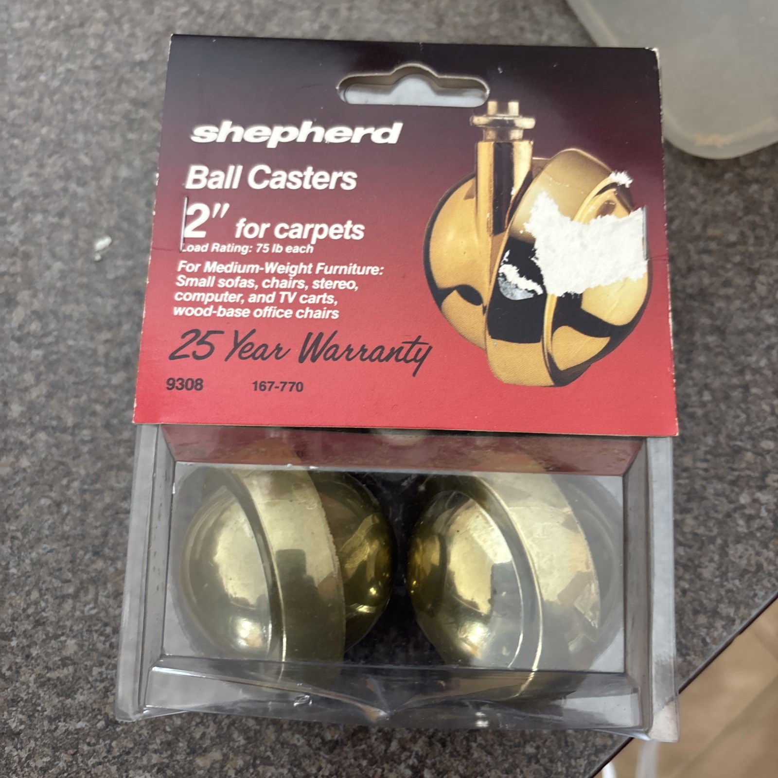 VINTAGE PAIR SHEPHERD CARPET CASTERS METAL WHEEL STEM TYPE 2″ NEW 1980s