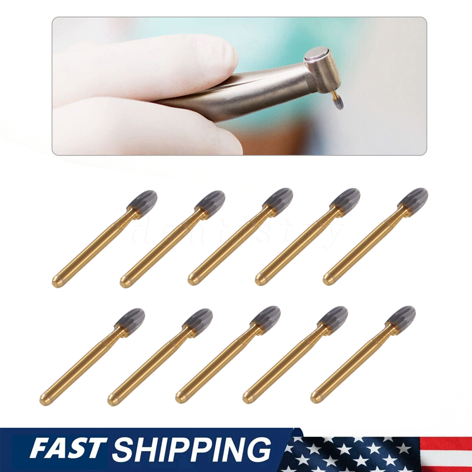 SANDENT Dental Tungsten Carbide Burs Trimming & Finishing Egg Football FG-7408