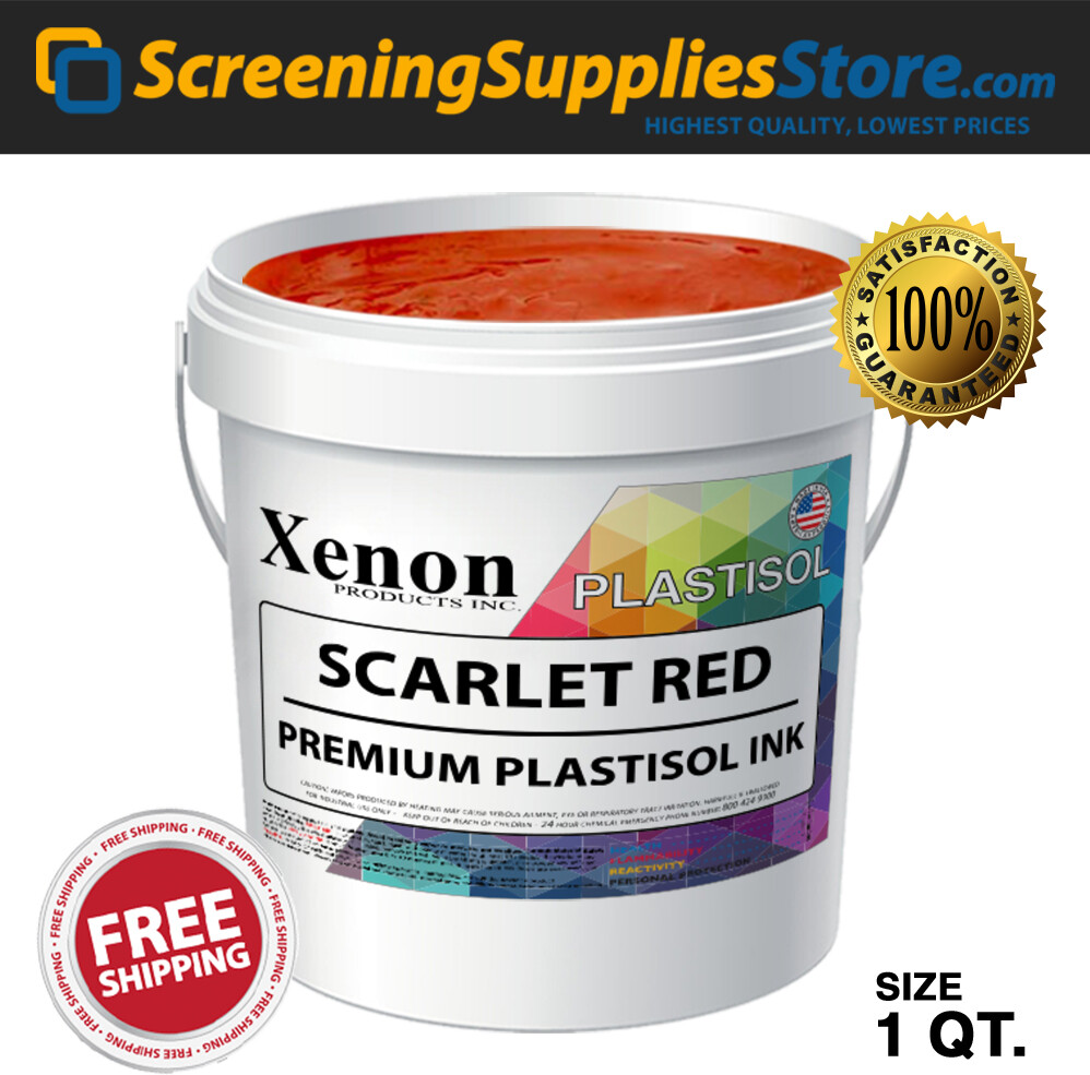 Xenon® – Scarlet Red Premium Plastisol Ink for Screen Printing – 1 Quart – 32oz
