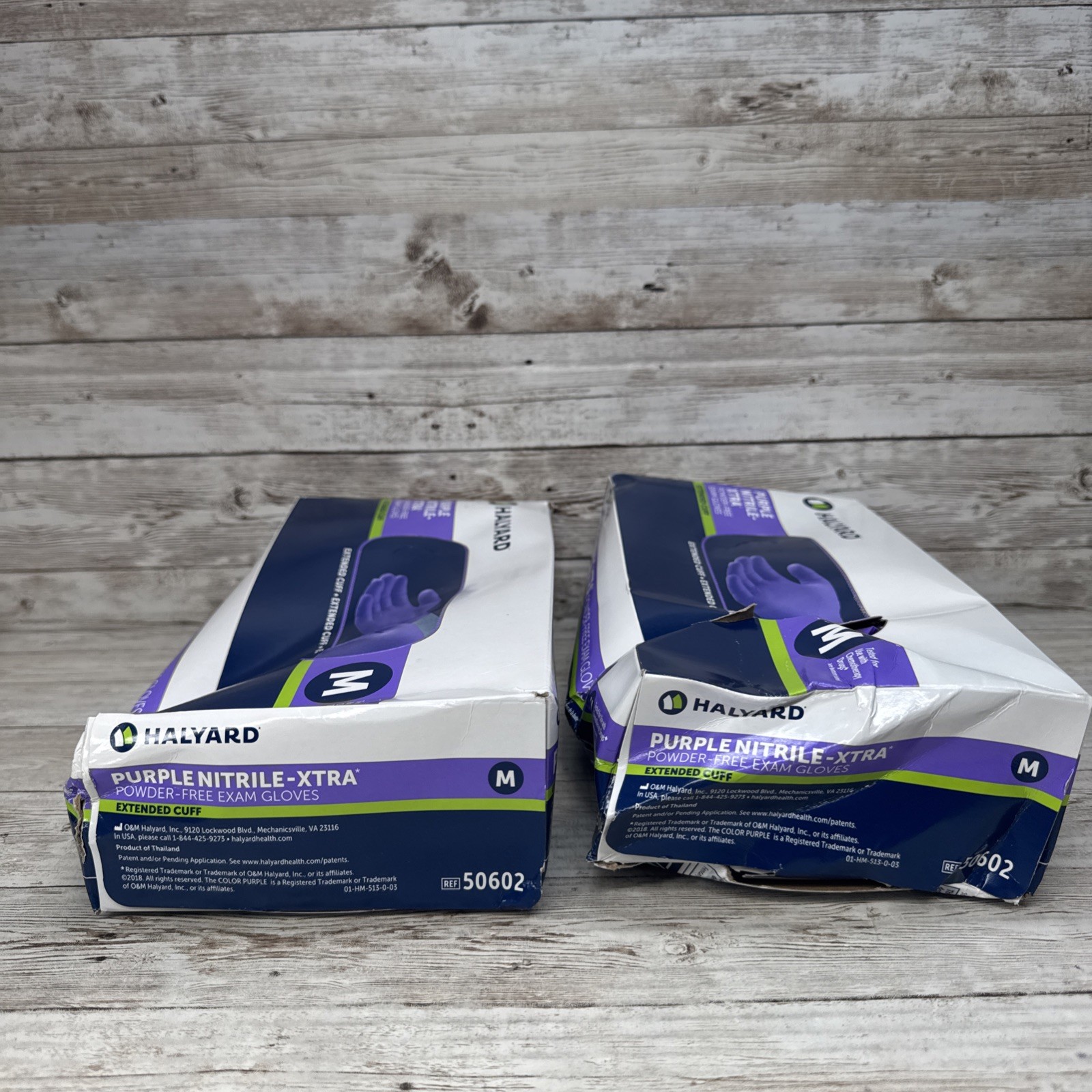 HALYARD PURPLE NITRILE-XTRA EXAM GLOVES *2 CRUSHED BOXES* Size: MEDIUM Exp: 2-29