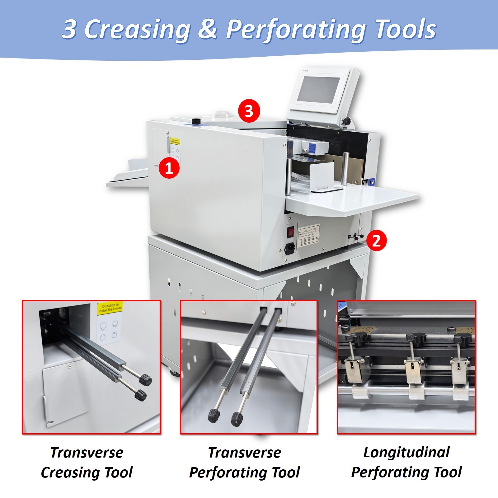 13 inch Fully Automatic Scoring Paper Cutter Creasing Machine Digital Touch 110V