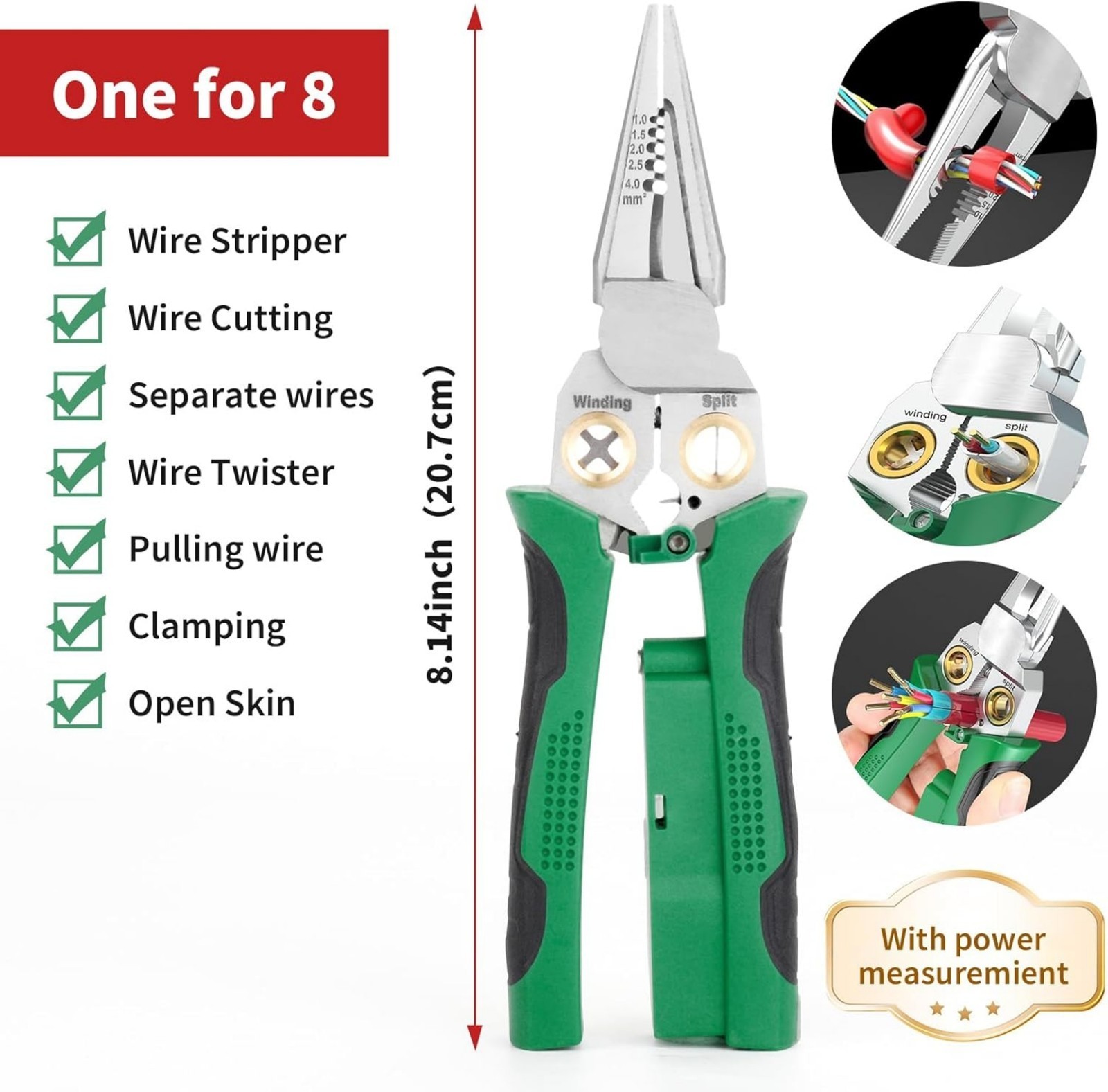 Multifunctional Wire Stripper Twister Green Voltage Tester Cable Pliers
