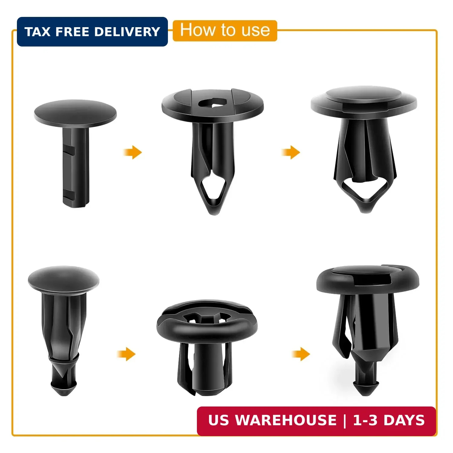 400PCS Universal Plastic Fender Clips, Push Bumper Fastener Rivet Clips C