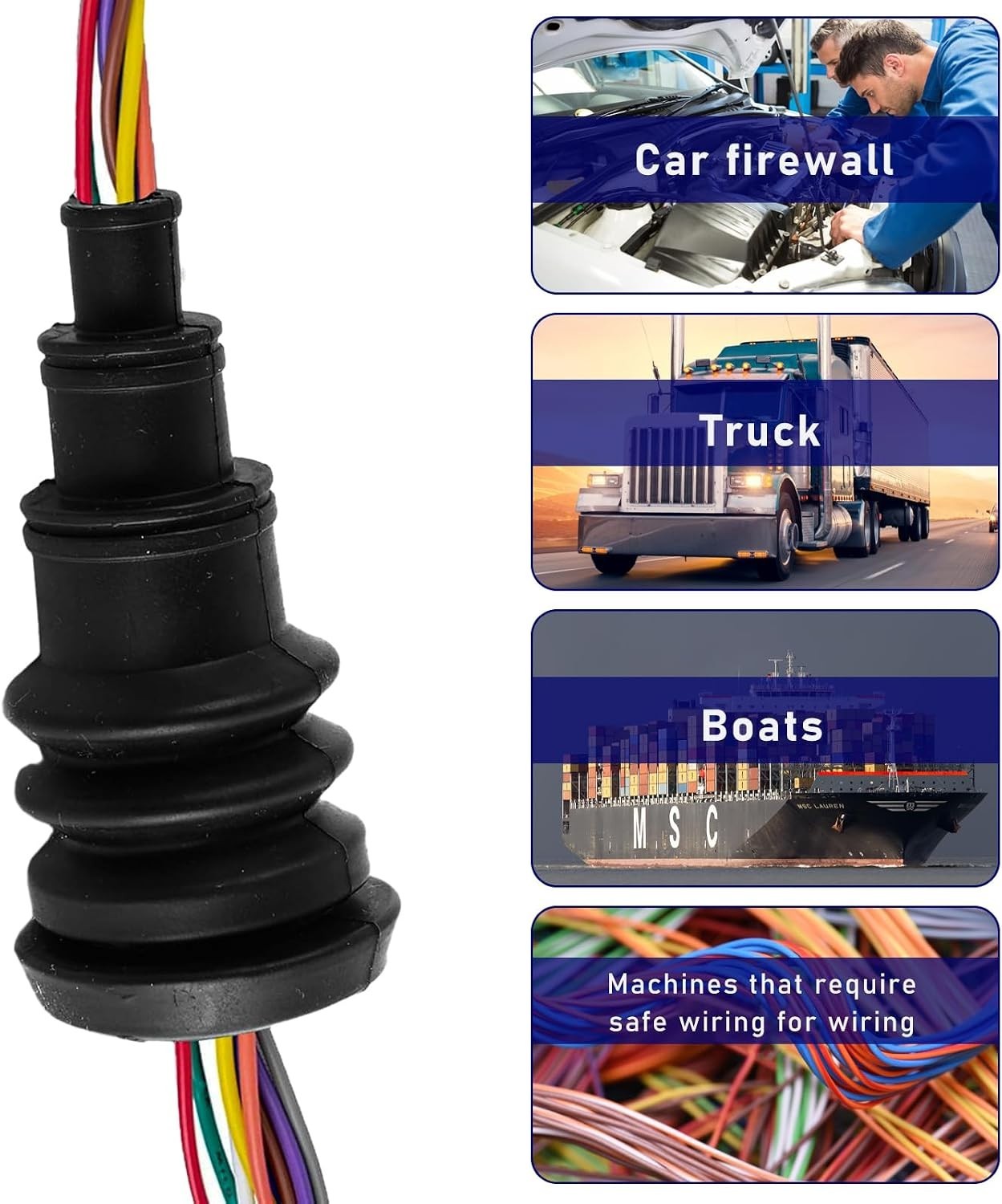 4 PCS Universal Firewall Boot Rubber Grommets for 3/8 to 1 Inch Wires