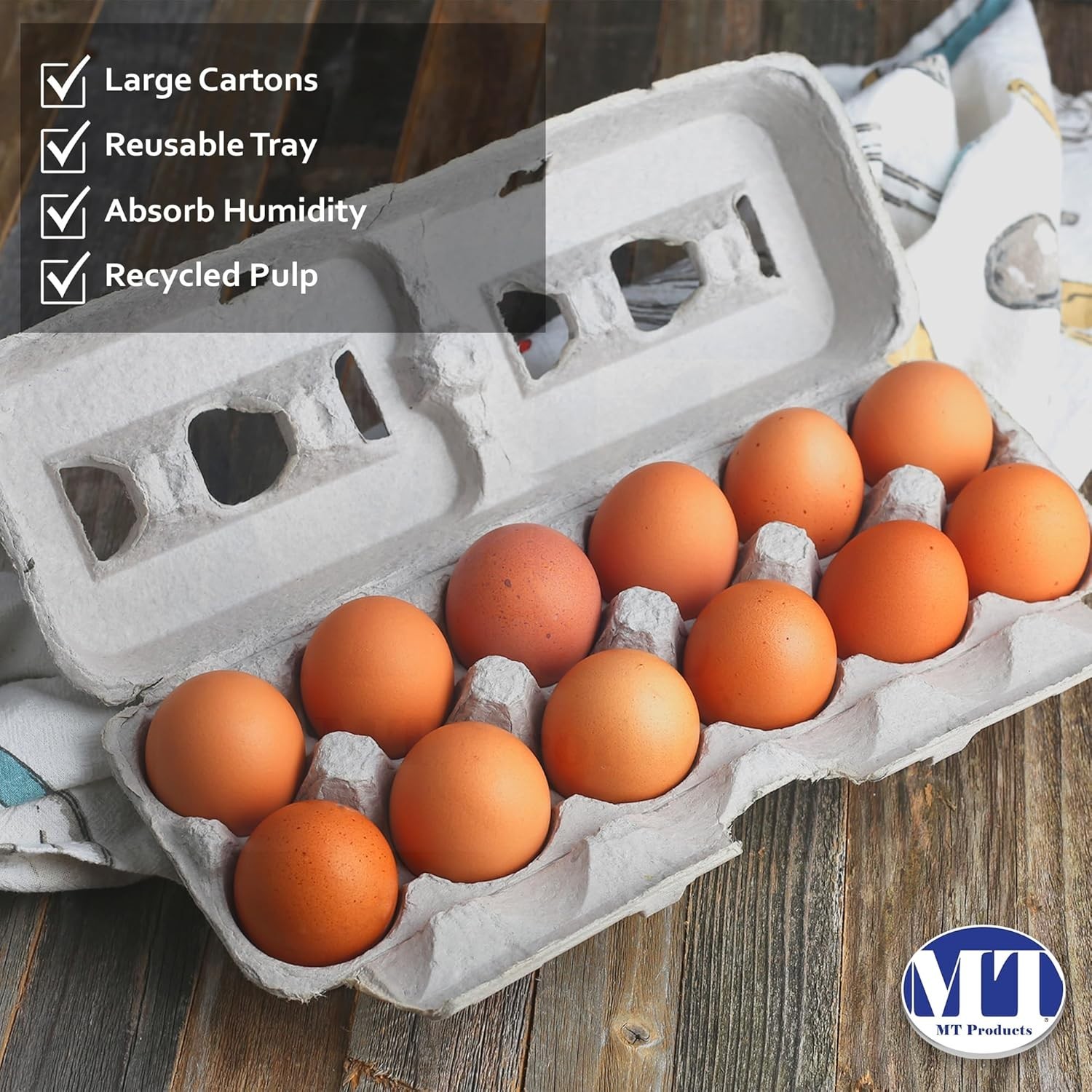 MT Products 12 Compartment Blank Natural Pulp Egg Cartons – Pack of 25