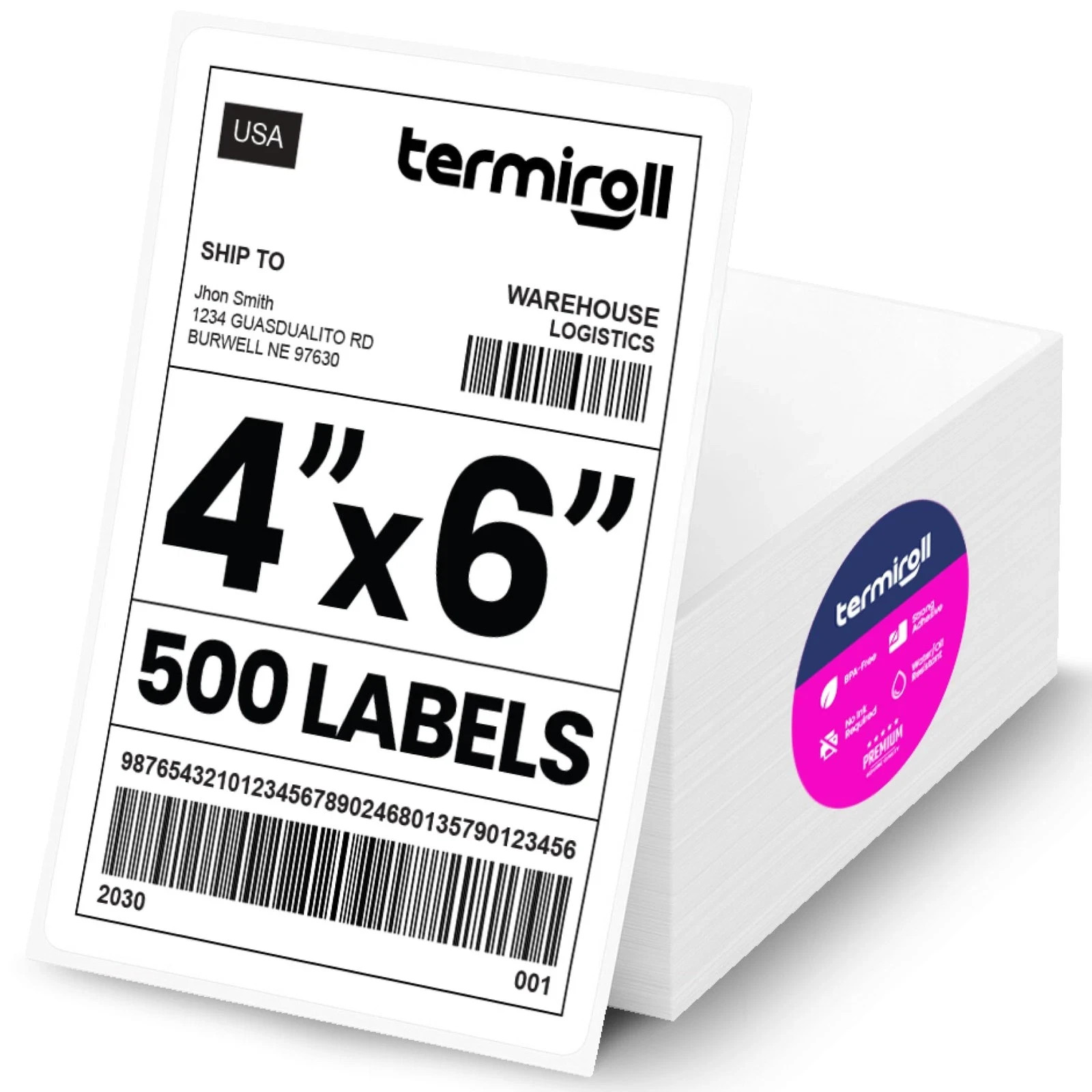 4×6 Thermal Labels, Shipping Stickers, 500 Labels/Fanfold Perforated, Compati…